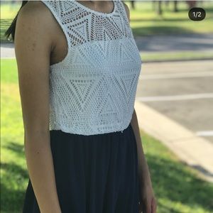 White and navy dress